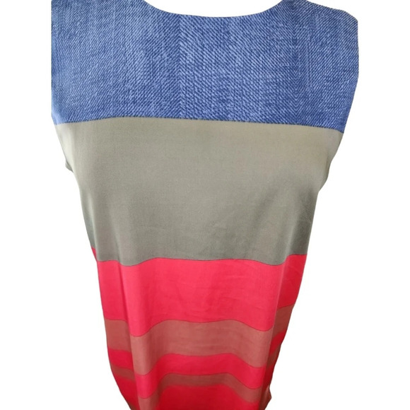 Vince Camuto Veranda Sleeveless Shirt Mini Dress Multi-Colored Size Medium - Picture 2 of 12